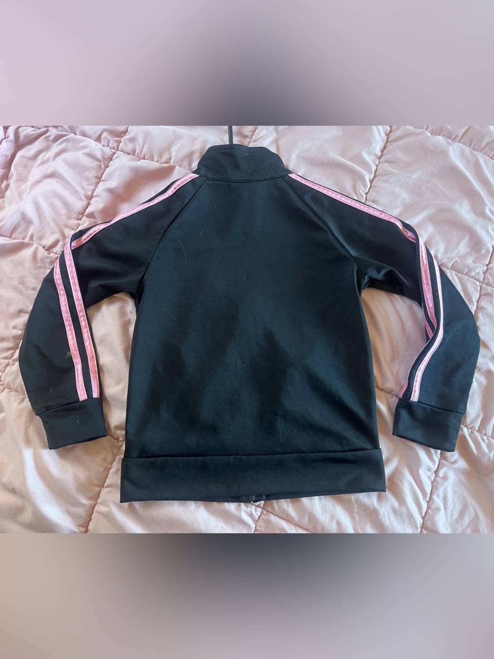 adidas Black Jacket with Pink Stripe Detail - Picture 2 of 3